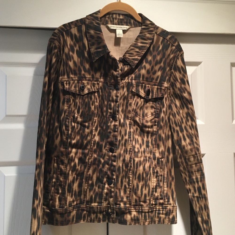Denim jacket, stretch, leopard print